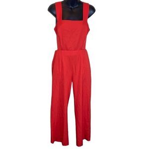 Lavish Alice red pantsuit jumpsuit open back w zipper and tie cherry red
